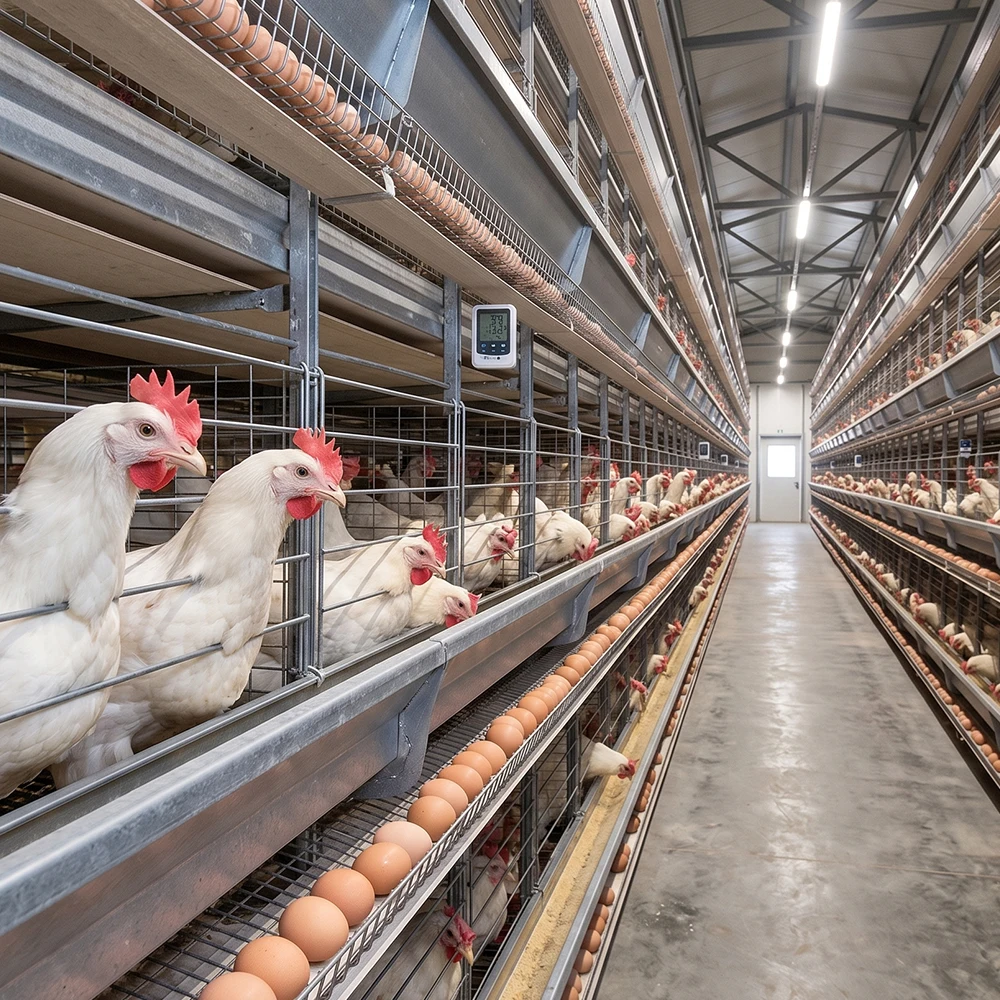 High Efficiency 20000 Birds Nigeria Farm Solution FCR Optimized Automated Waste Cleaning Automatic H Type Layer Chicken Cage