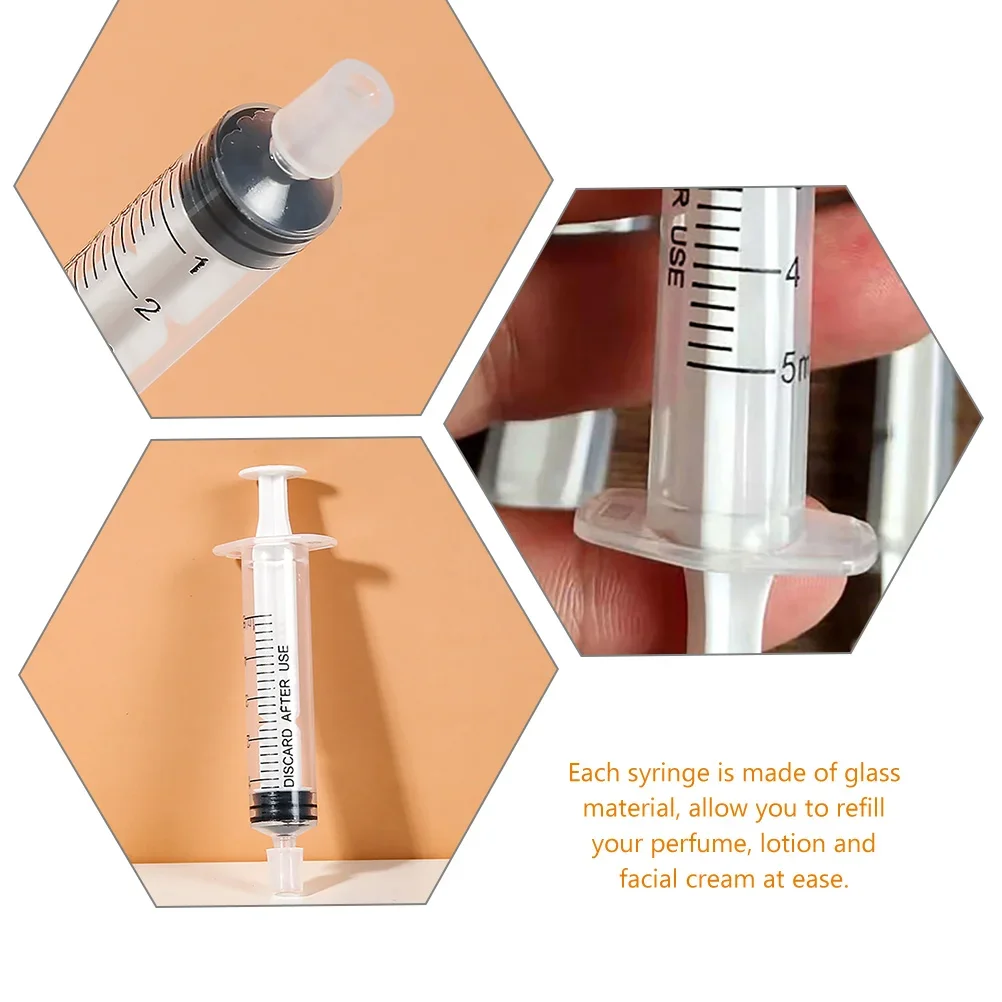Premium Material 10pcs 5ml No Needle Syringe Perfume Dispenser with Clear Scale Tight Seal Travel Jeringas De Plastic for Hassle