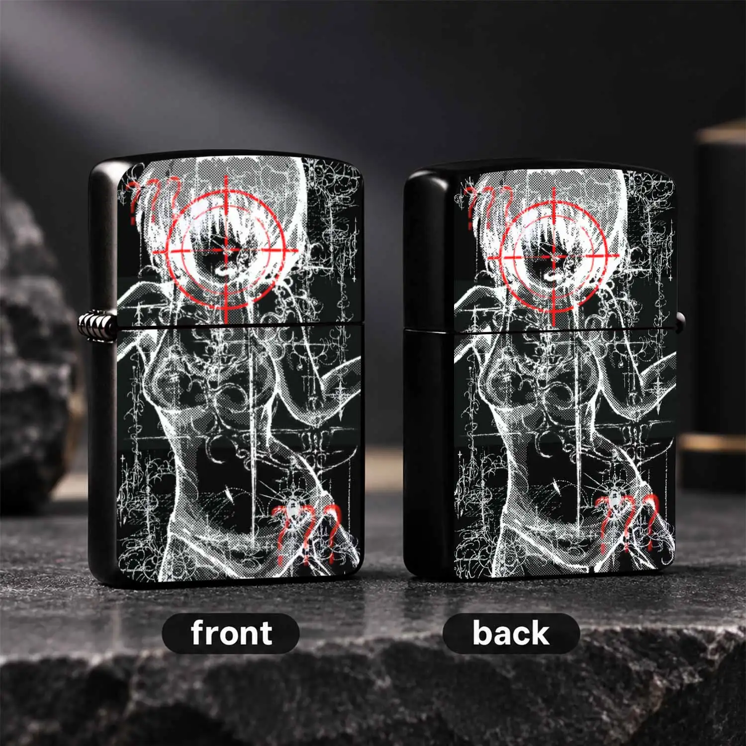 Dark Aesthetic Target Question Mark Decorative Lighter, Unique Cyber Y2K Line Art Portable Ignition Device, Multi-Scenario Usable For Indoor Outdoor Daily Use, Stylish Niche Practical Gift For Trendy Friends A Humorous And Interesting Light