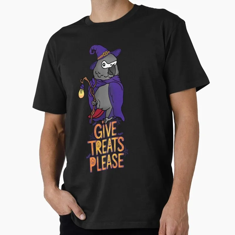 Give Treats Please - African Grey Parrot Funny Parrot Gift T-shirt for Birds Lover Short Sleeve Graphic Clothes All Size Tops