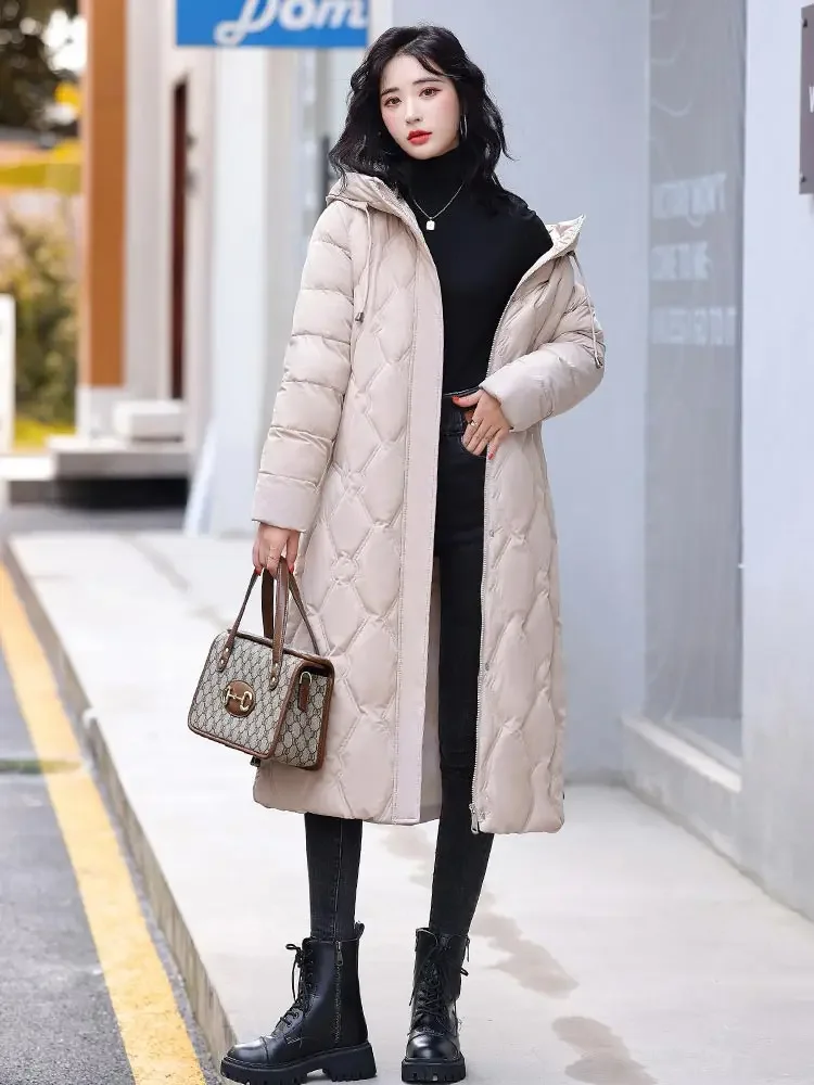 Vielleicht 2024 New Parkas Women Winter Jacket Snow Wear Long Coat Hooded Warm Parka Female Hooded Cotton Padded Jackets Outwear