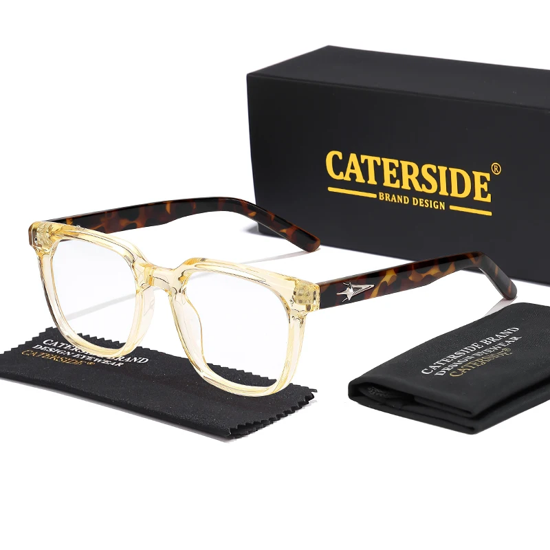 

CATERSIDE Anti Blue Light Glasses Men Brand Design TR90 Square Frames Eyewear Women Business Minimalist Fashion Transparent Lens