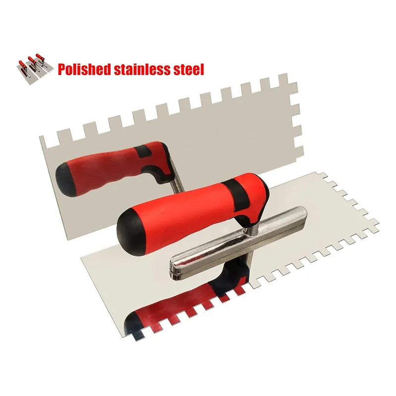 A96I-Stainless Steel Square Notched Trowel Set Forwall Floor Tiling Installation Trowel Fortile Installation