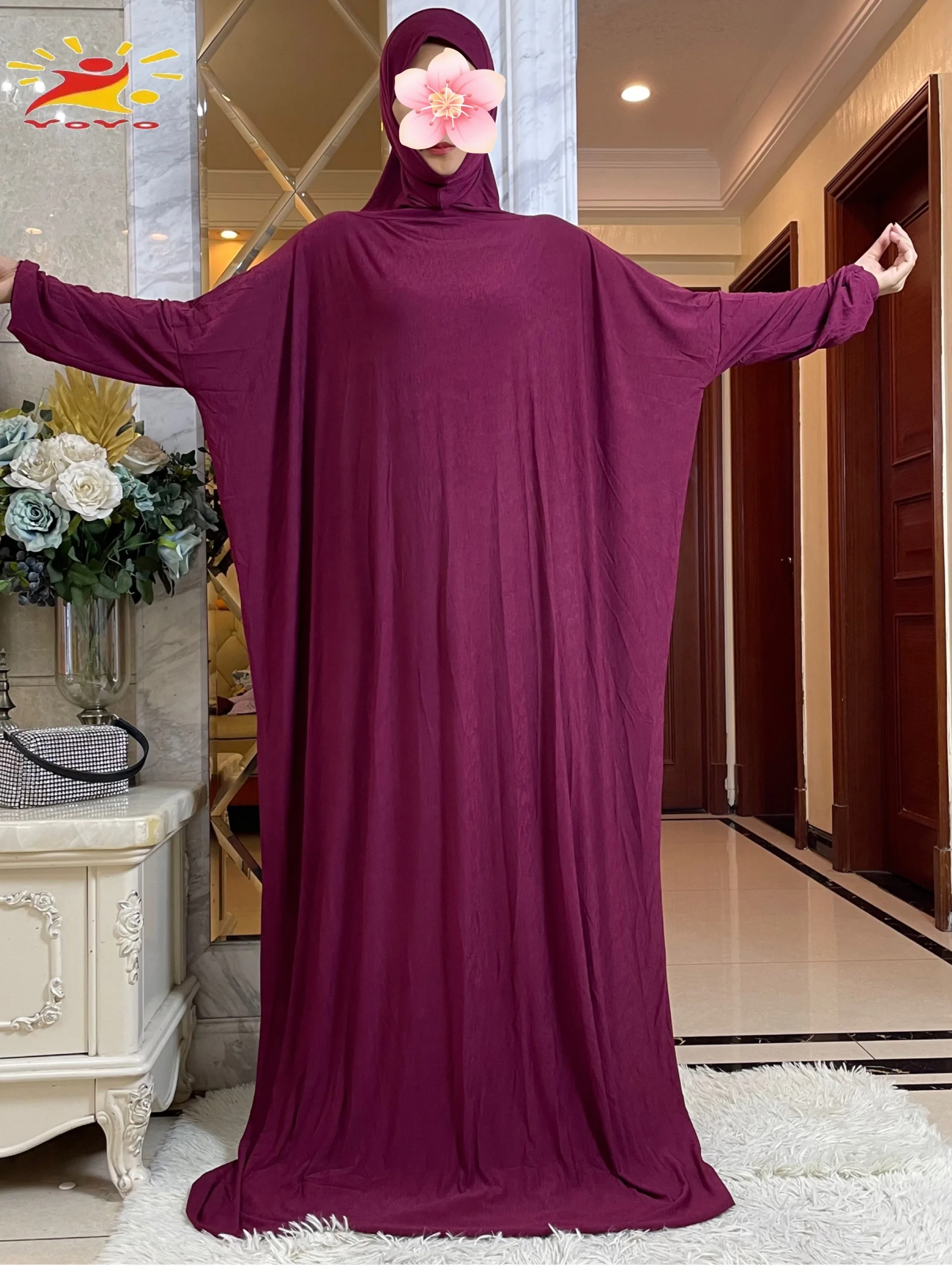 Eid Hooded Muslim Women Hijabs Dress Prayer Garment  Ramadan Eid Solid Color Ice Silk Fabric Full Cover  Islam Dubai Modest Robe