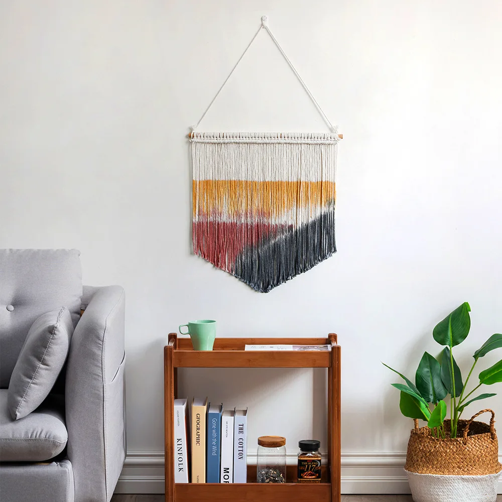 Colored Cotton Rope Dyeing Painting Hand-woven Tapestry Fringes For Wall Hanging, Electrical Box Decoration,sofa Background Wall