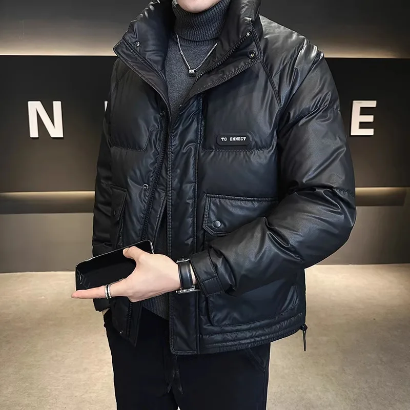 Autumn Winter Fashion Lightweight Down Jacket Men Trendy Short Stand Collar Thickened Warm Cold-Proof White Duck Down Jacket