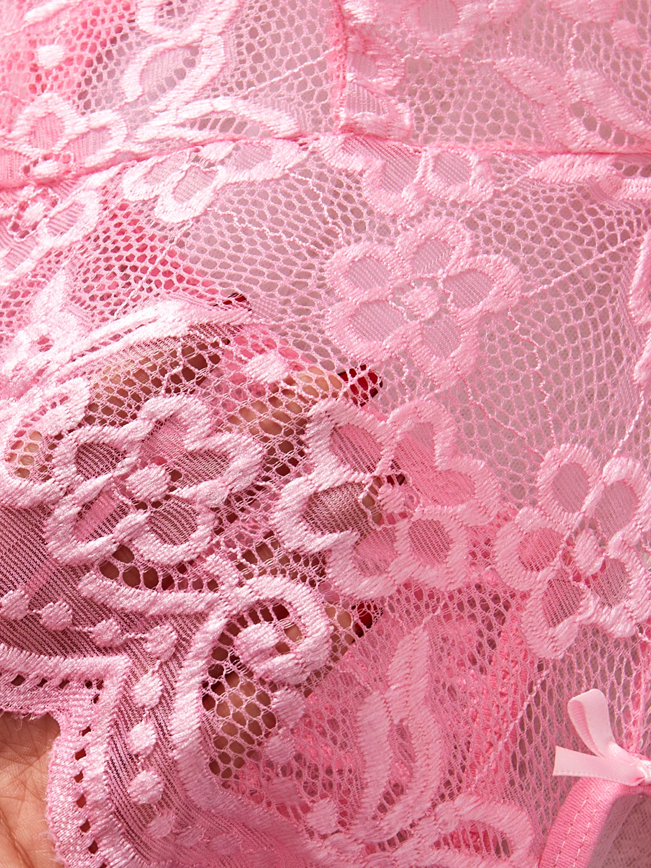 Dámská kombinace duté podprsenky, kombinéza, kombinéza s krajkovou mašlí, sexy spodní prádlo, květinové pyžamo, jednodílné, bez rozkroku, hluboké V - náhled 6