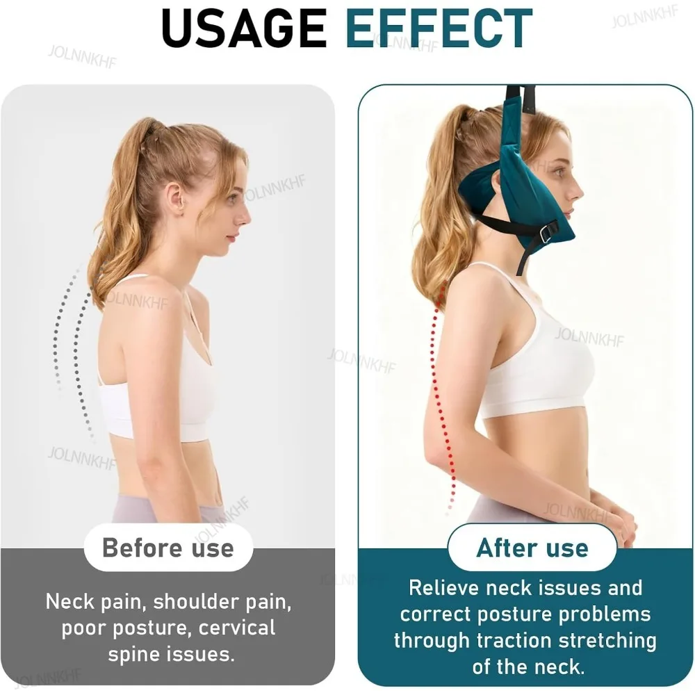 Portable Adjustable Neck Stretcher Soft Cervical Support Neck Traction Device for Home Adults Office Travel Daily Relaxation