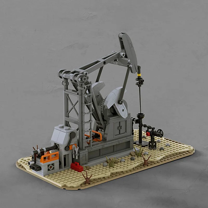 474pcs MOC Functioning Oil Pump Jack Derrick Creator Expert Model Building Blocks Creative Display Gift Collectible Decor Kids
