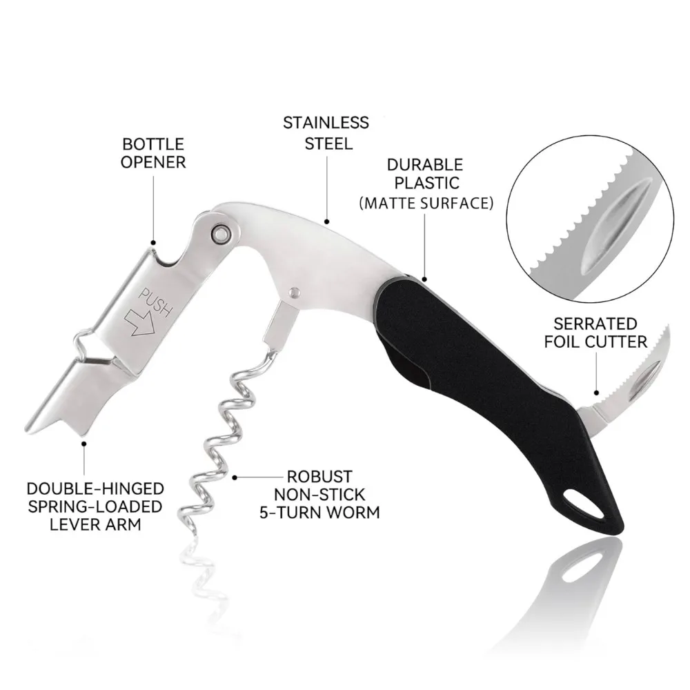 다기능 와인 맥주 병따개 전문 웨이터 코르크 따개 인체 공학적 나무 그립 휴대용 나사 코르크 따개 주방 바