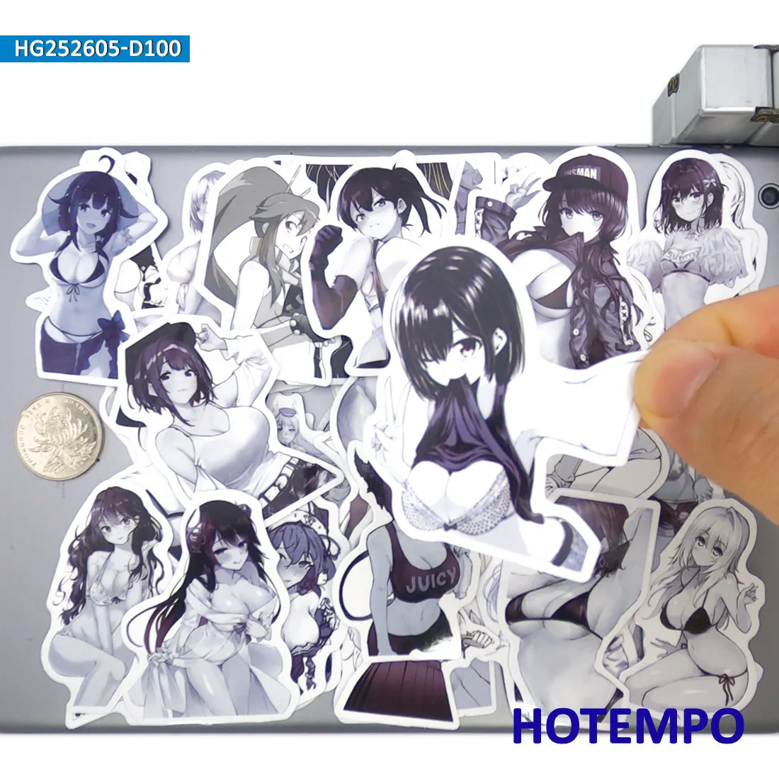 Zestaw naklejek z seksownymi dziewczynami anime, piękna kobieta w bikini, styl manga, na laptopa, samochód, telefon, motocykl, zabawny zestaw naklejek, 100 sztuk