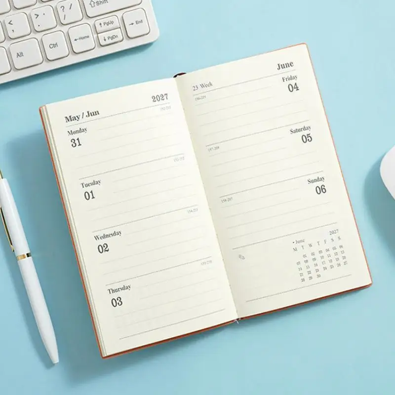 2027 A6 Planner Notebook Premium Thick Paper Smooth Writing Surface Daily Weekly Portable Lightweight