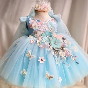 Cute Princess Butterfly Dress for Girls, Luxurious Birthday Performance Dress, Birthday and Celebration, Model Art from 0 to 6 Years 6 Main sales luxury children's dress - №4