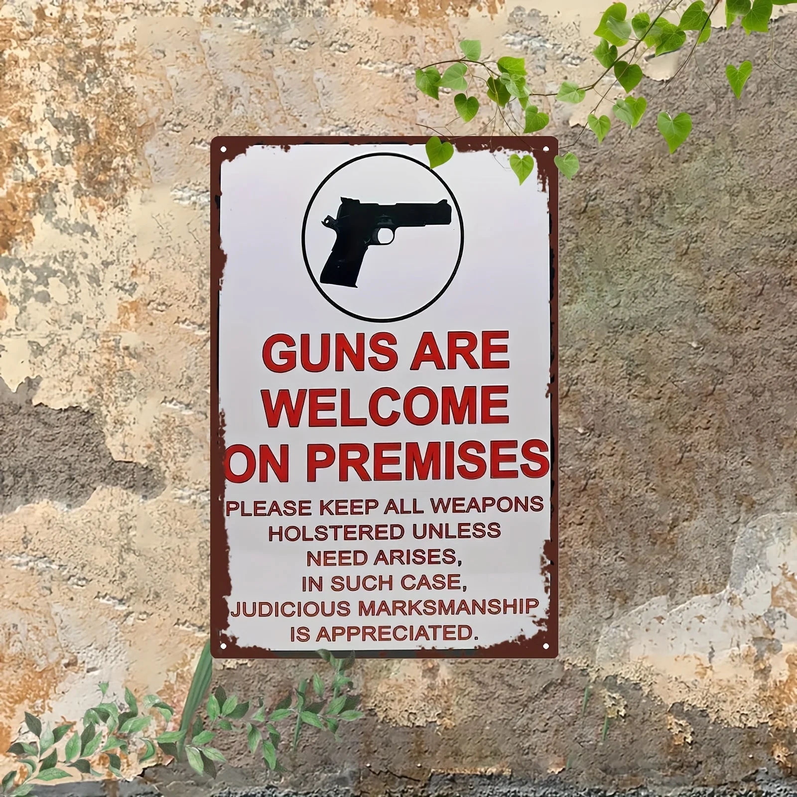 Vintage Metal Warning Sign - , Rustic 