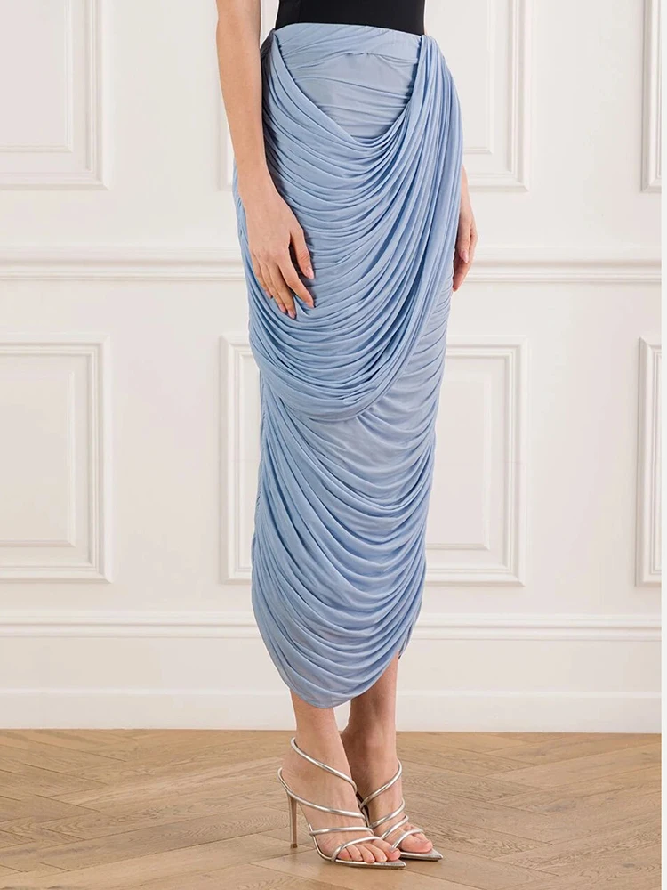 2026 New Style - Drop-Wrap Design High-Waisted A-Line Skirt - Stretch-Fit Slimming Half-Length Skirt for Women