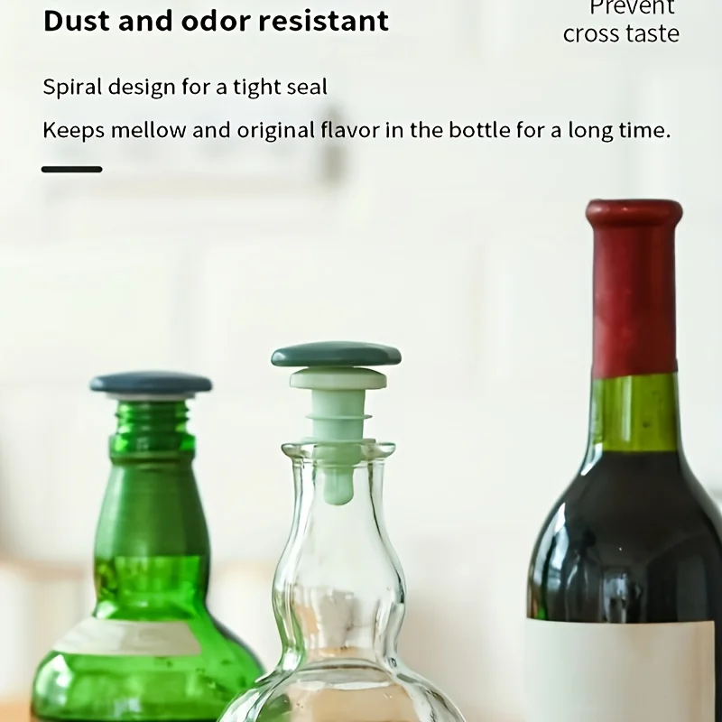 赤ワインボトルストッパー2個、シリコン漏れ防止キャップ付き、ワインや調味料ボトルの保存に適しており、再利用可能
