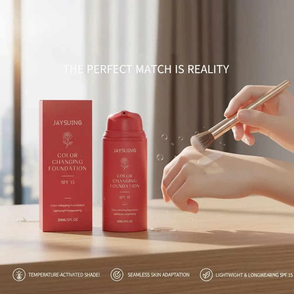 Self-Adjusting Color Changing Foundation Covers Imperfections Fades Fine Lines Outdoor UV Protection For Flawless Base