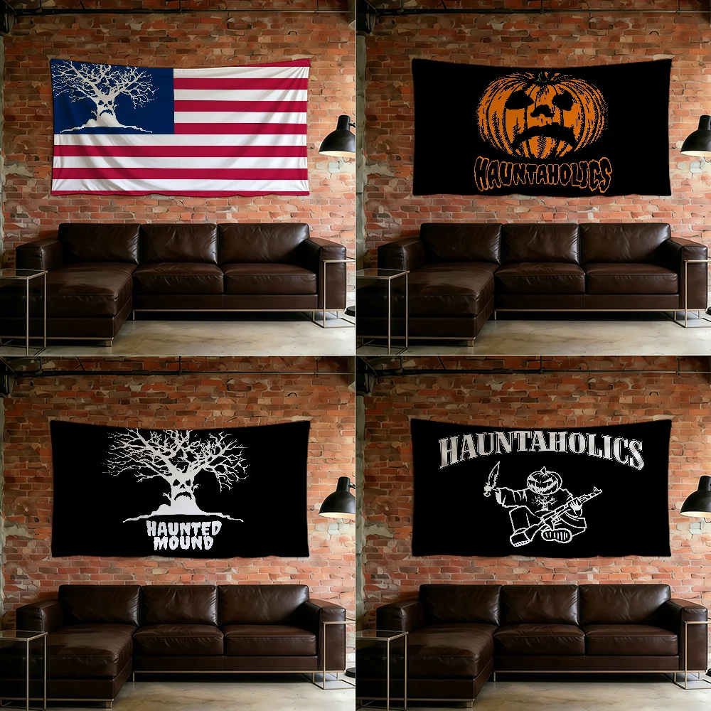 H-Haunted M-Mound Flag For Room Dorm Camping Picnic Art Style Garage Bar Wall Decoration Banner