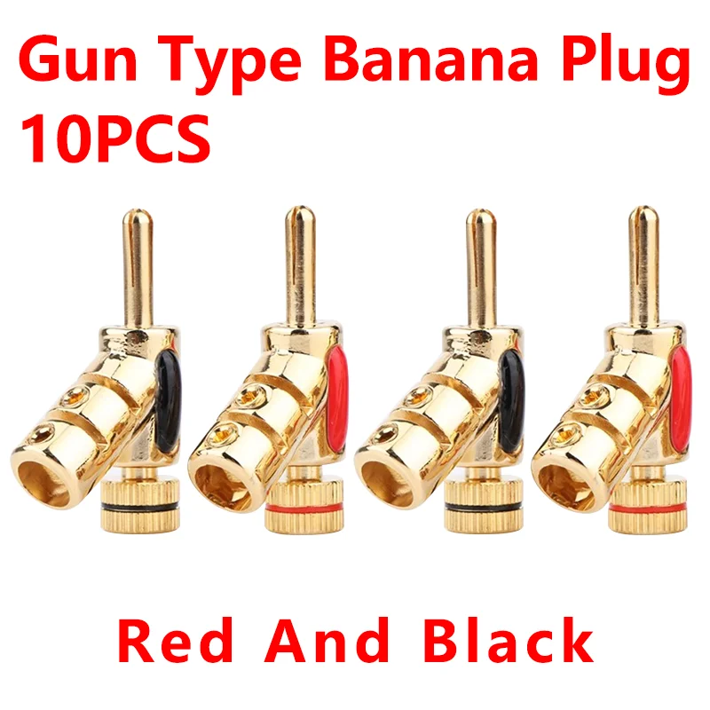 

8Pcs/4Pairs Banana Plug Hi-End Copper For 4mm Head Self-Locking Speaker Connector Audio Amplifier Y-Shaped Gun Type Adapter Gold