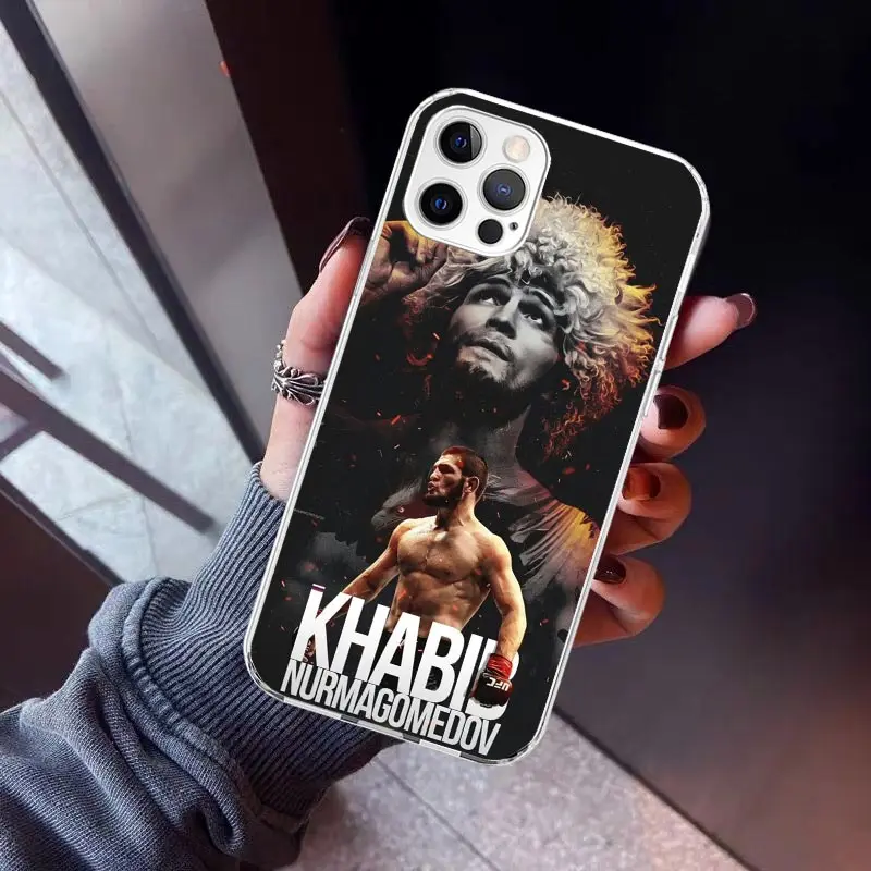 Khabib Nurmagomedov Phone Case For iPhone 16 15 14 13 12 Mini 11 Pro Max Cover 7 Plus X XS XR 8 + SE Silicone Shell Print Fundas