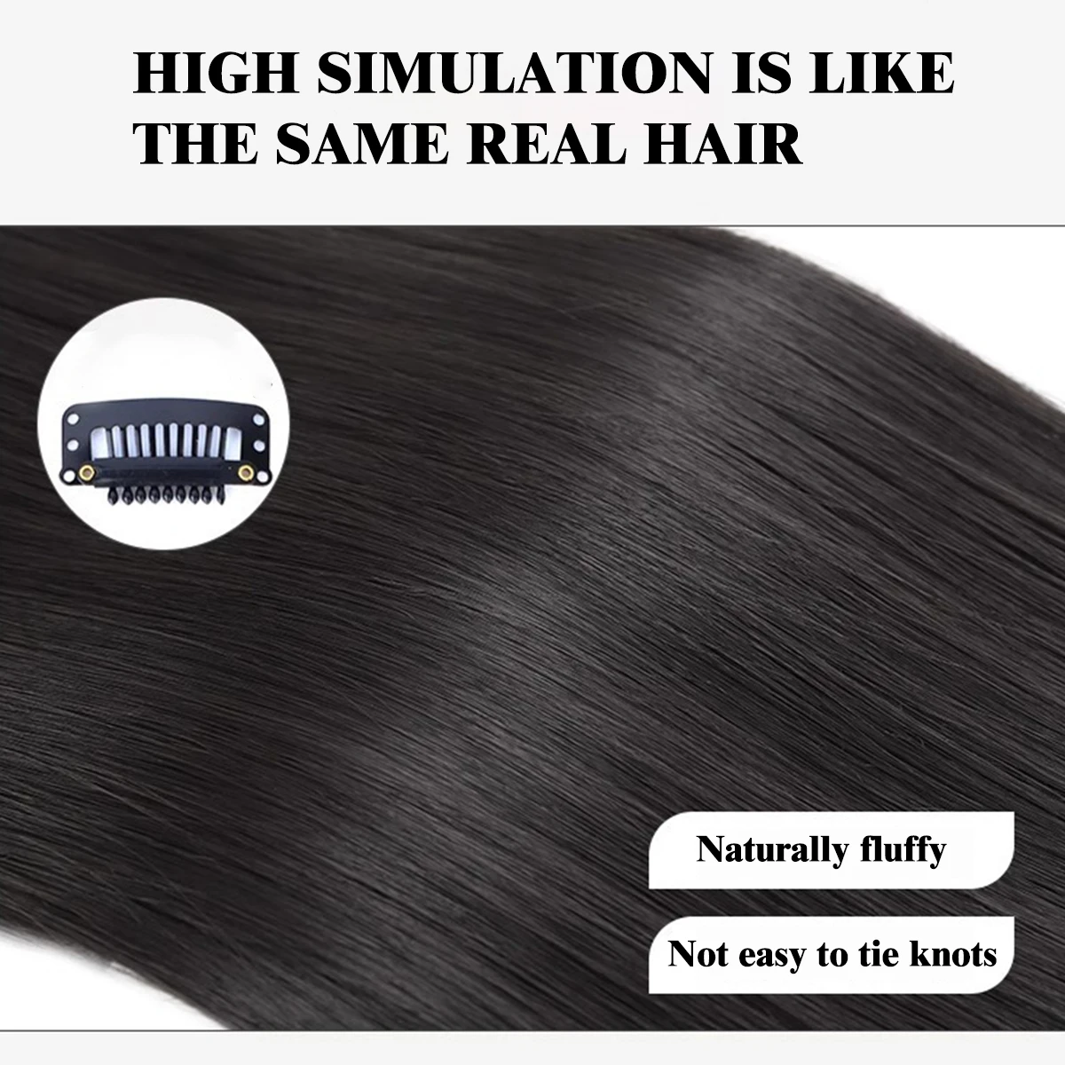 Natuurlijke verbinding synthetisch 4-delig/set lang steil haar pruik vrouwelijk onzichtbare naadloze haarverlenging damescliphaar