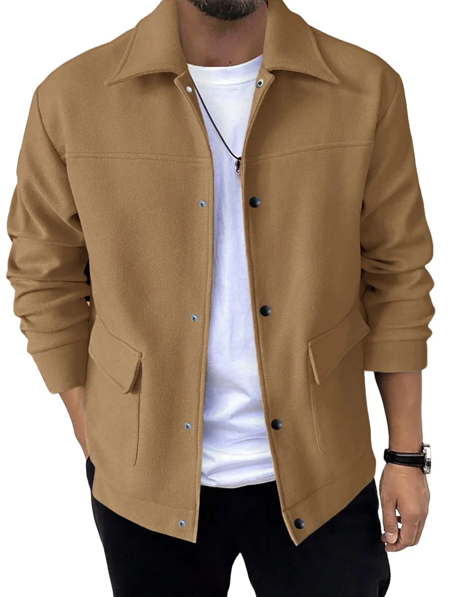 New Middle-aged and Young Tooling Lapel Jacket Men's Jacket Solid Color Large Size Large Pocket Cw20589