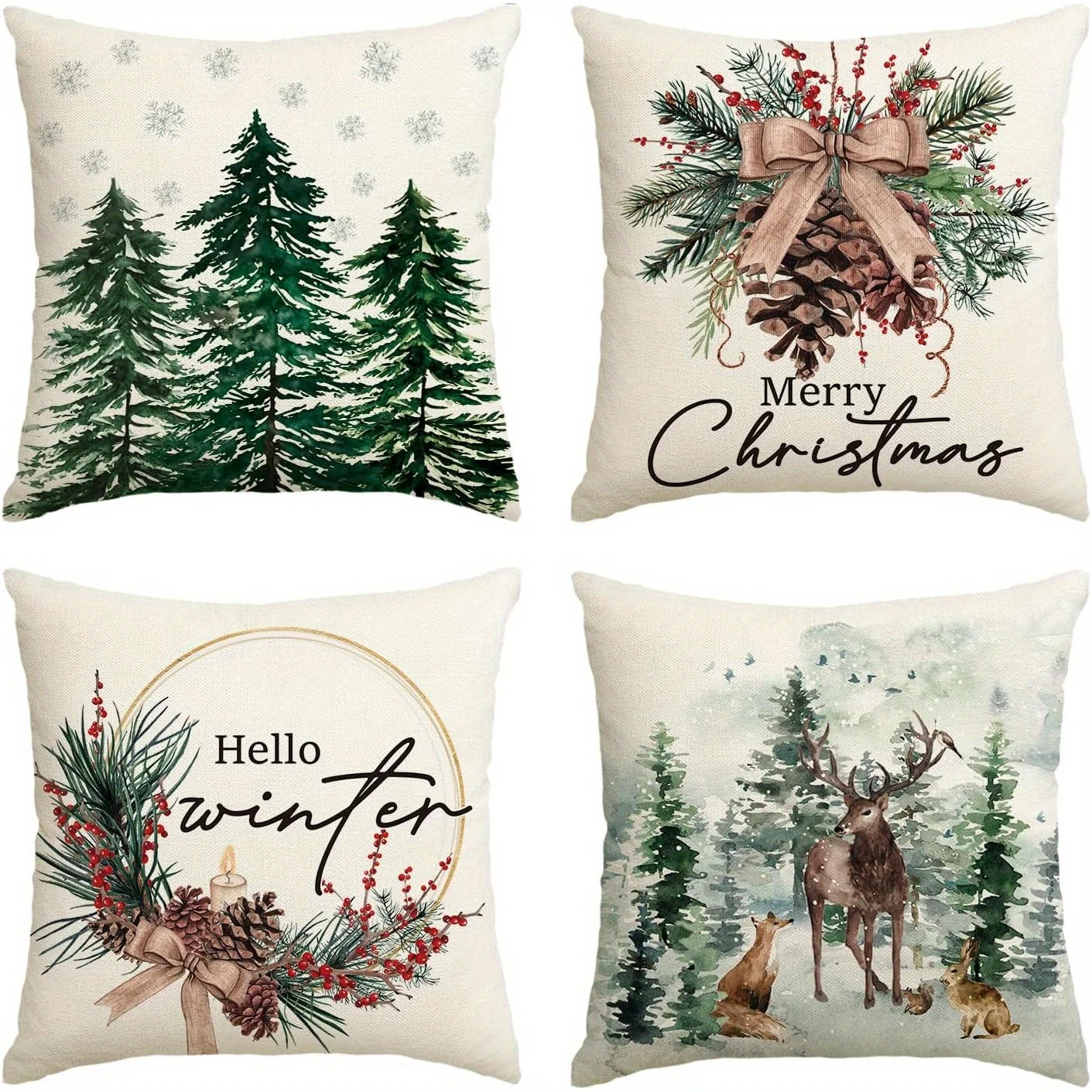 Pillow Cases Anime Pillow Cases Embroidered Christmas Winter Themed Cushion Covers Sofa Bedroom Car Pillow Cover