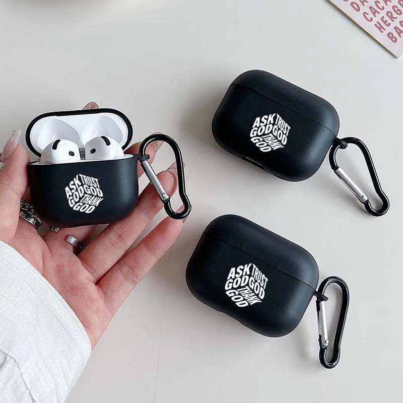 Casing Kutipan Religius Yesus Kristen untuk AirPods 1/2 3 4 Pro 2 dan Casing Pro Earphone Sampul Hitam Hadiah Kristen untuk Wanita Pria