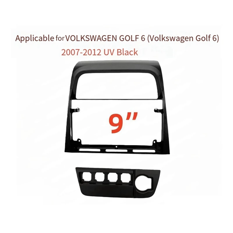 Super Sale 9inch Frame Audio Fitting Adaptor Dash Trim Kits Double Din Radio Player Facia Panel for VW Golf G6/Voyage/Saveiro 08