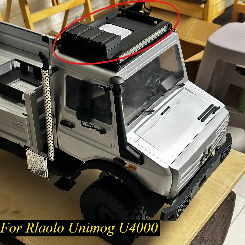 1/7 RC Offroad Crawler Roof Rack With Roof Light For Rlaarlo Unimog U4000 RC Truck Upgrade Custom Decor Replacement Spare Parts