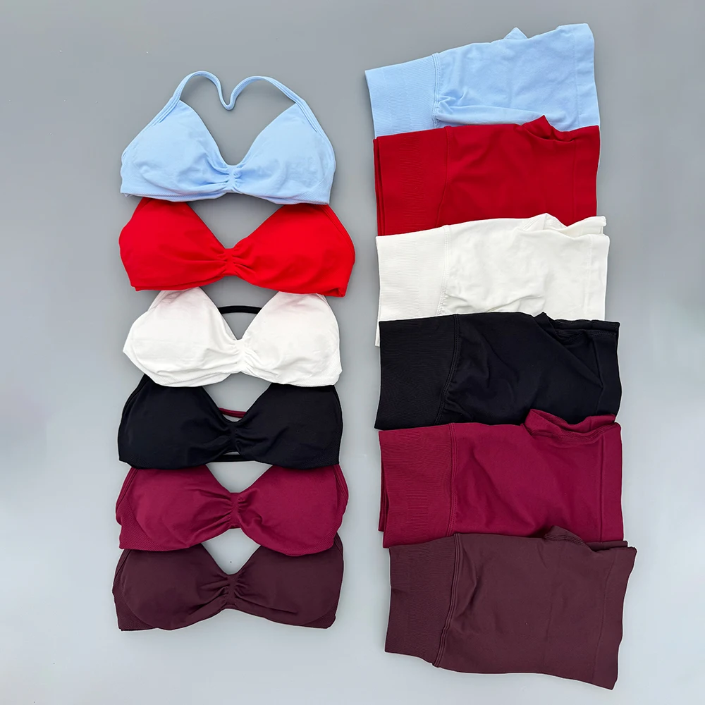 SWEAT UNDFYNE Gym Set 2 Piece Women Strappy Yoga Bra Top Workout Scrunch Shorts Sports Suit Fitness Clothes Seamless Yoga Set