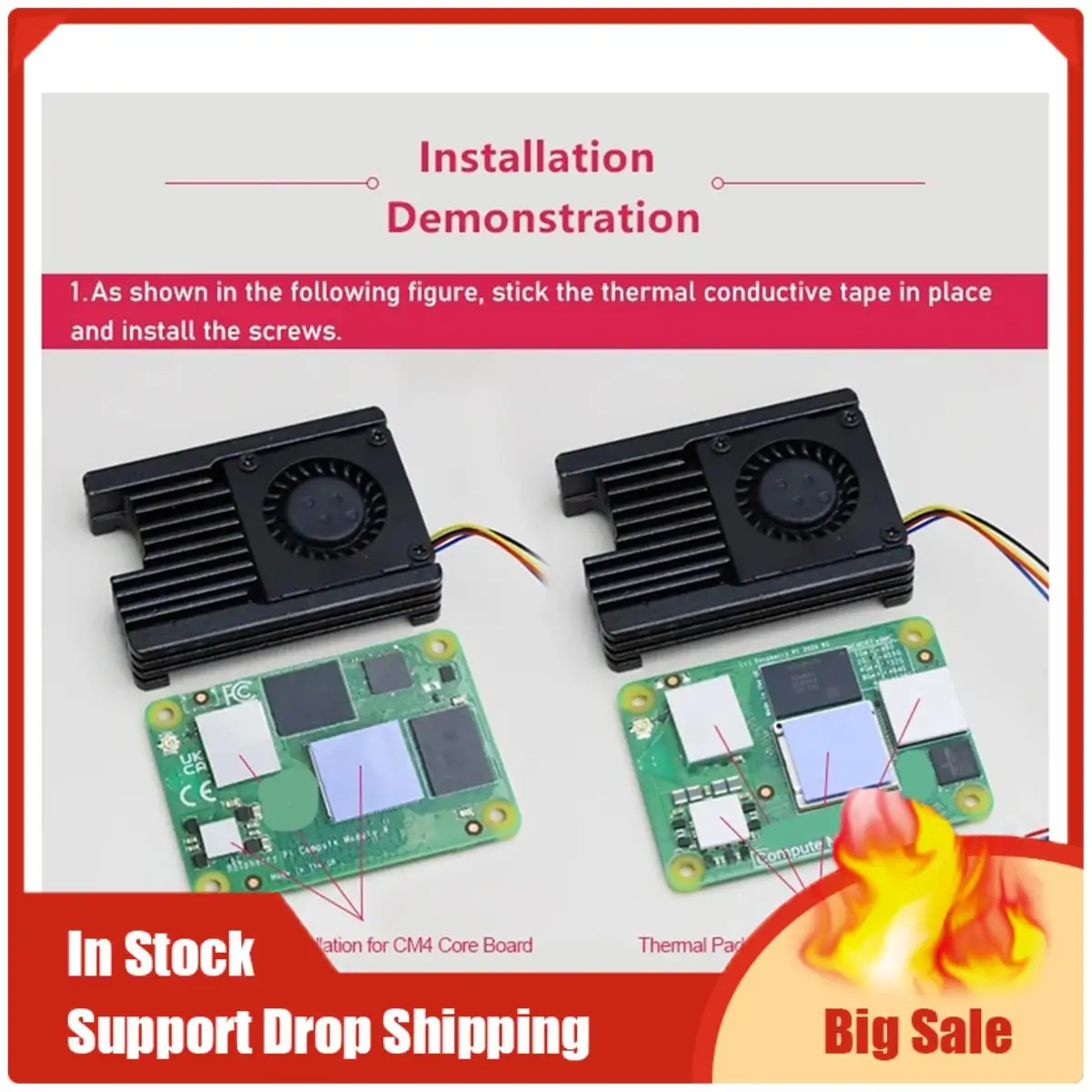 최고 상품 PWM 속도 조절 팬이 있는 Raspberry Pi CM5 방열판용 통합 냉각 팬 3Mm 스페이서 컬럼