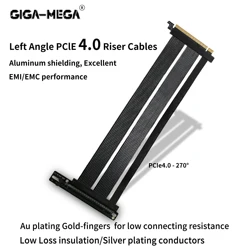 Left Angle PClE 4.0 Riser cable GPU vertical mount bracket PCI-E X16 Low loss high compatibility support ATX E-ATX case
