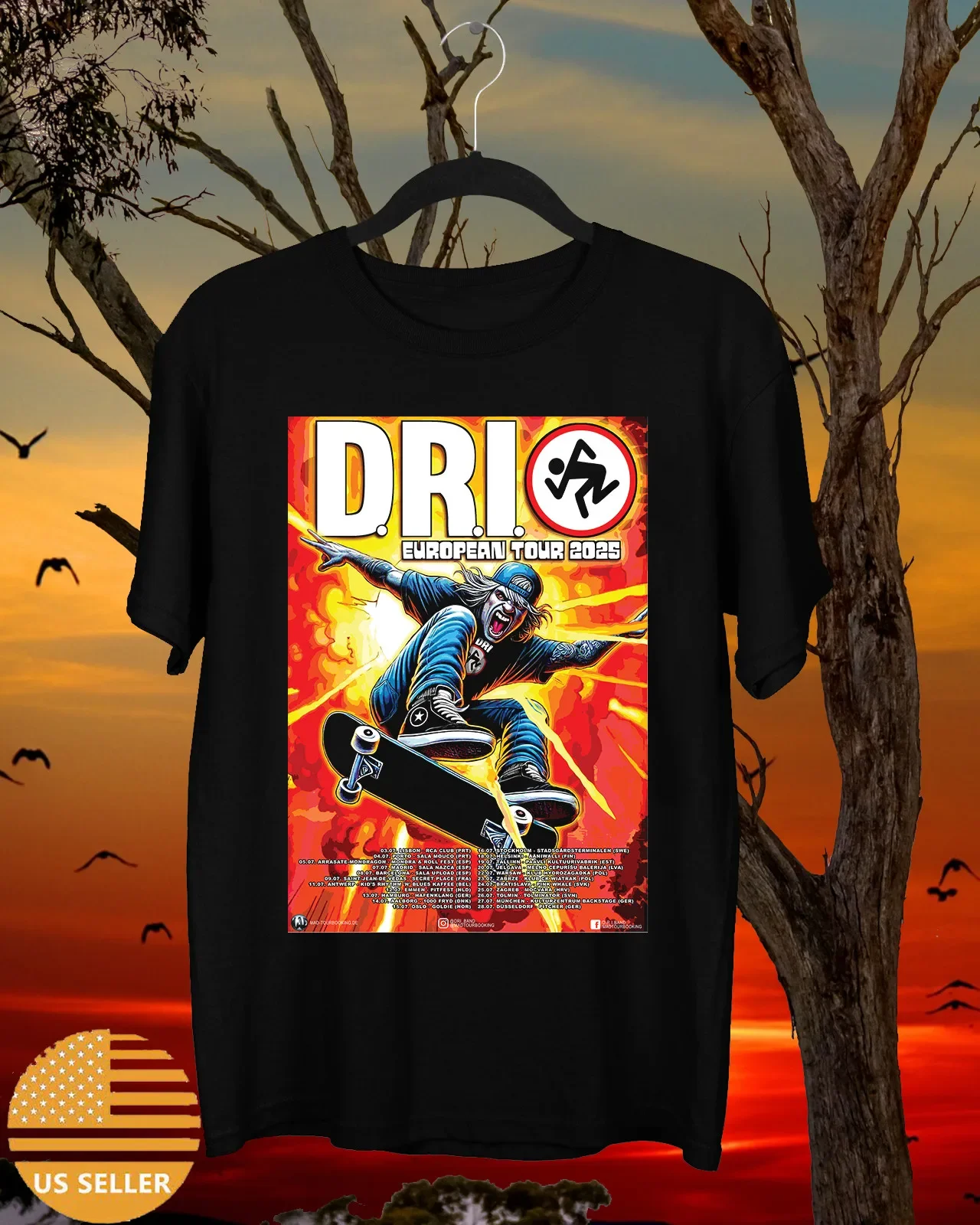 D.R.I. Band DIRTY ROTTEN IMBECILES European Tour T Shirt Size S-5XL