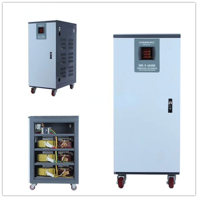 HOSSONI High Quality Voltage Stabilizer Three phase SVC-3-C60KVA,Servo Motor Type,LCD display,Intelligent CPU Control