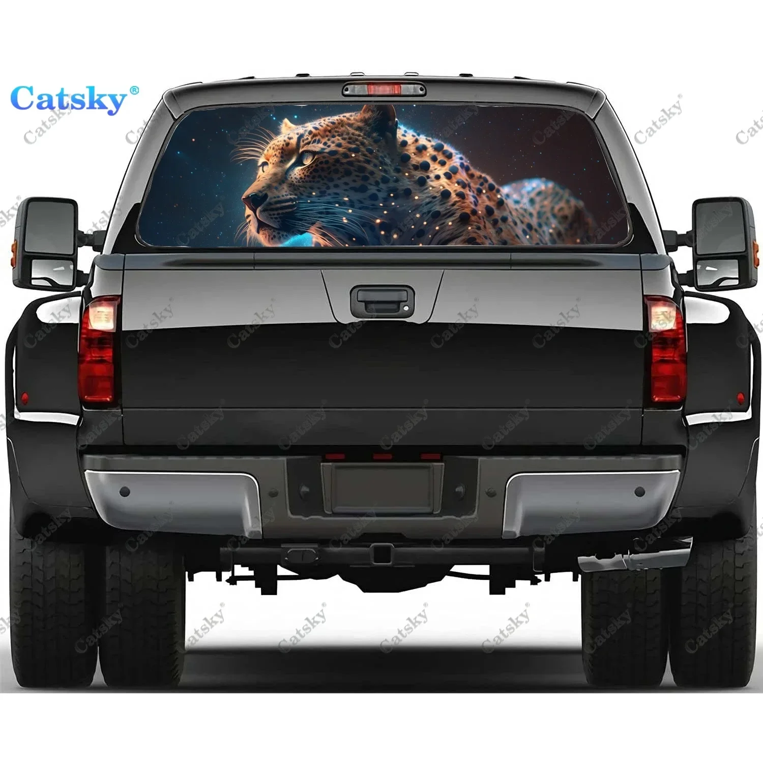 Cheetah Animal Abstract Rear Window Decal Fit Pickup,Truck,Car Universal See Through Perforated Back Windows Vinyl Sticker