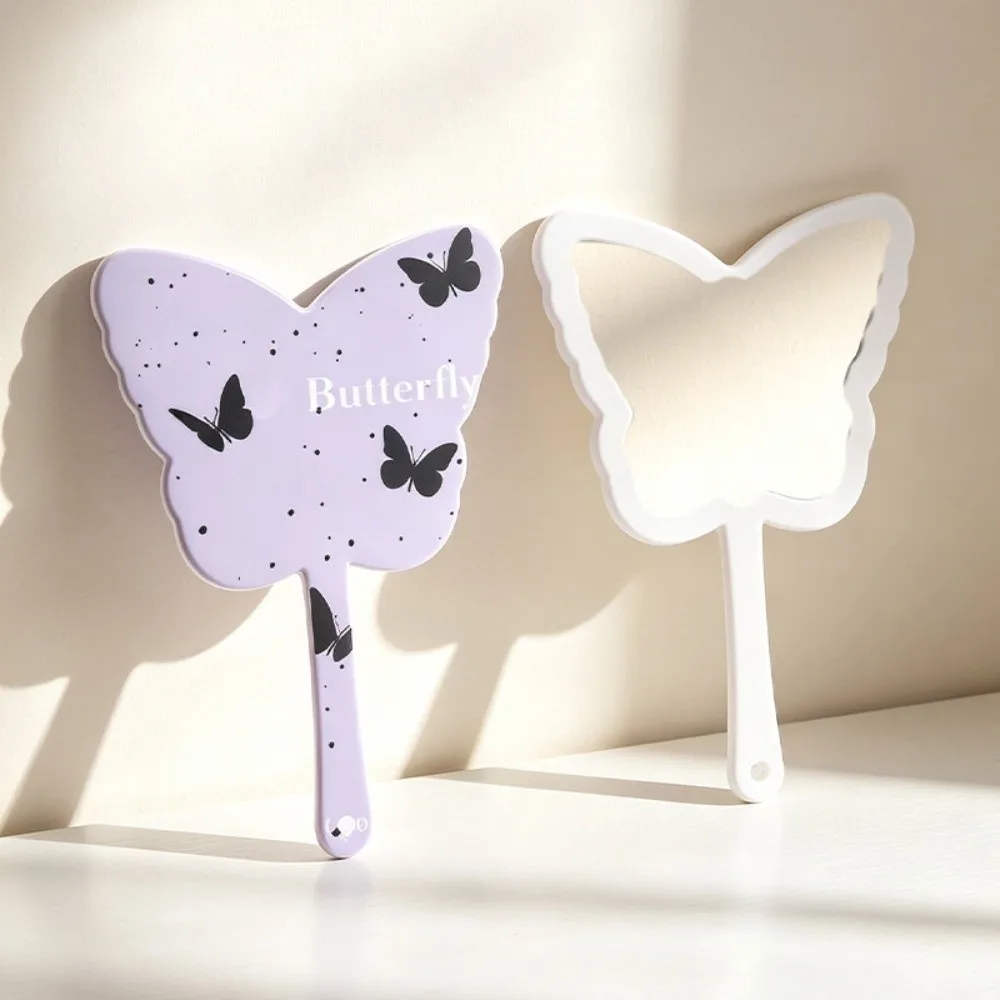 High-definition Handheld Makeup Mirror Ins Style Creative Portable Beauty Mirror True Imaging Portable Butterfly Shaped Mirror