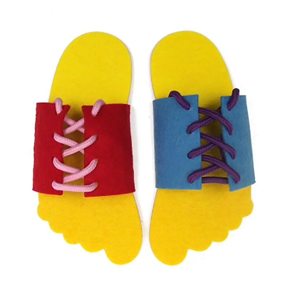 

Нетканые тапочки на шнуровке, которые учатся к кружевной завязке, игрушечные шнурки, тренировочные тапочки, детские тапочки с намоткой