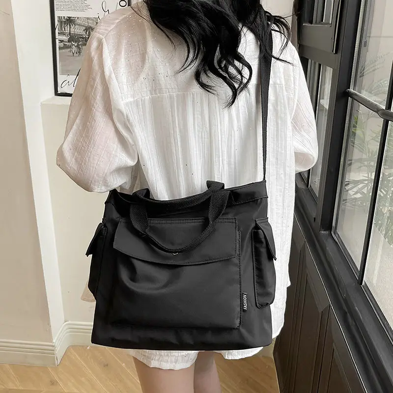 GAINNY Large Capacity Canvas Tote Bag Women Solid Color Versatile Handbag for Commuter Work Student School Shopping Shoulder Bag