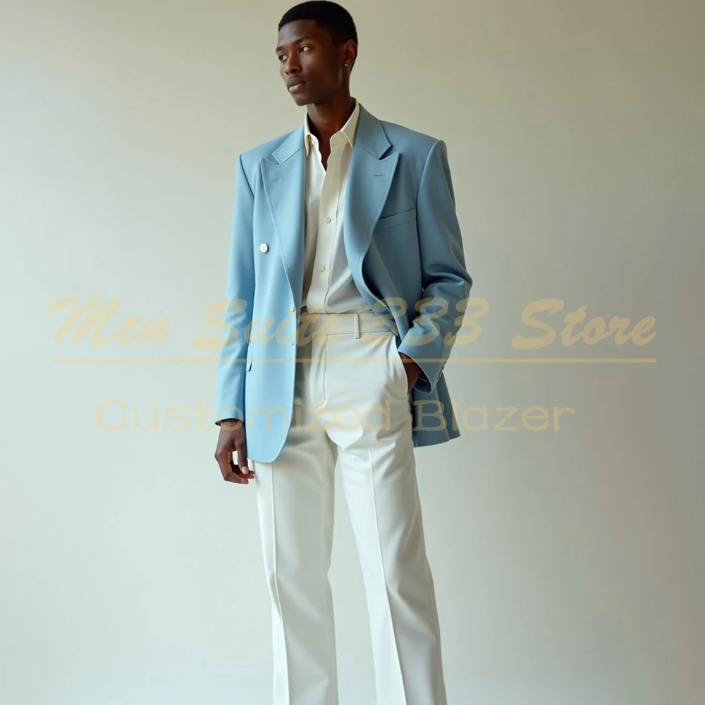 Luxury Men's Suits Blazer Formal Single Breasted Peak Lapel Straight Blazer 2 Piece Jacket Pants Customized Female Clothing
