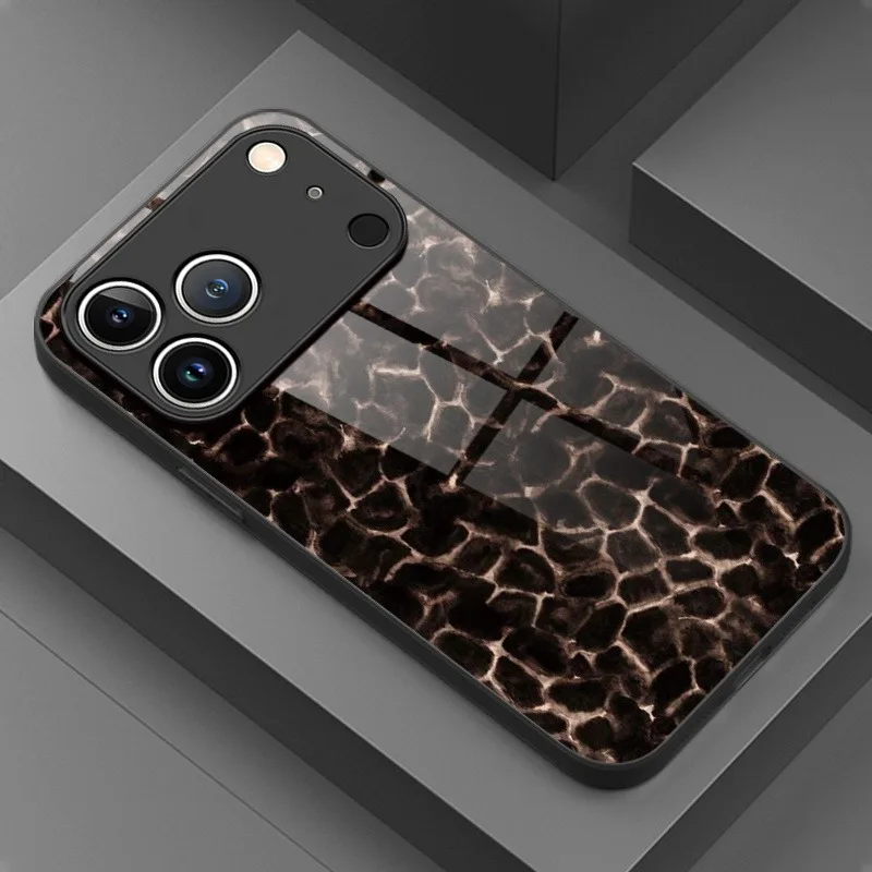 

Dark Crack Texture Pattern Tempered Glass Phone Case For iPhone 11 12 13 14 15 16 17 Pro Max 17 Air 7 8 Plus XS X XR Cover
