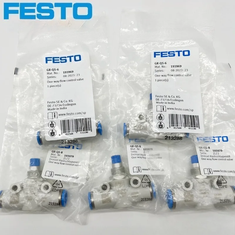 GR-QS-6 193969 / GR-QS-8 193970 One-Way Flow Control Valve for FESTO Pneumatic Systems