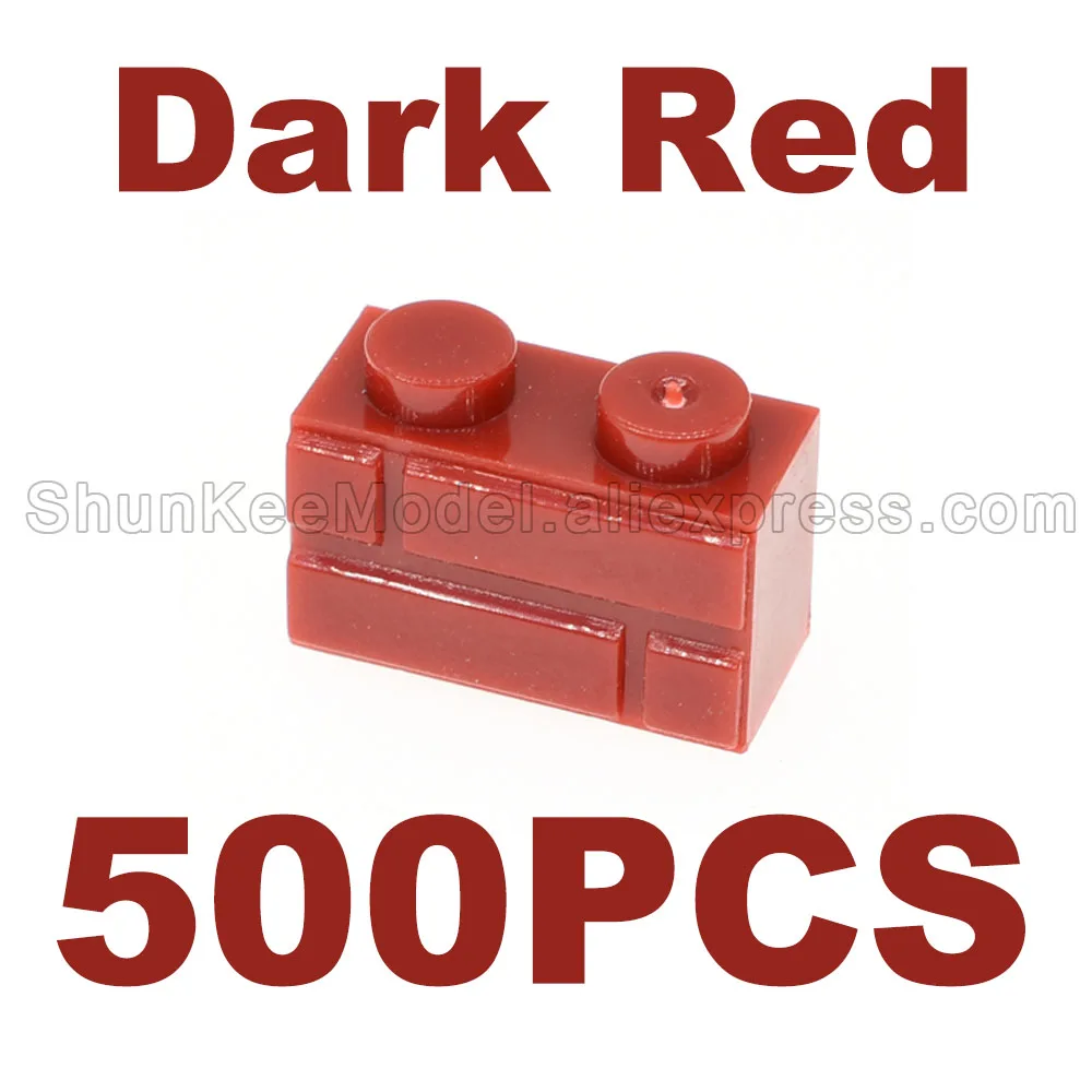 500 pz rosso scuro 1x2 mattoni muro mattoni Building Blocks minifigures 98283 fai da te MOC City Street Houses castello cavaliere medievale