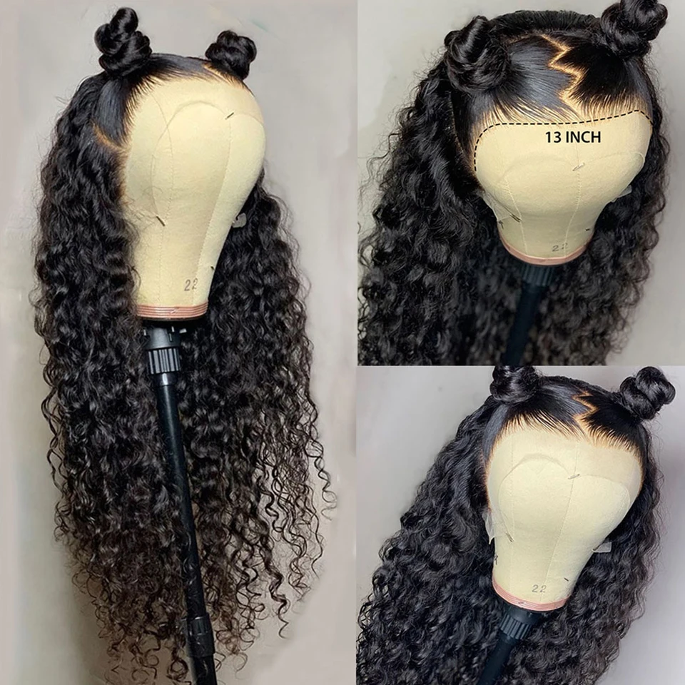 Perruque Bob Full Lace Wig 360 naturelle bouclée, cheveux humains, Deep Wave, 13x4, 13x6, pre-plucked, pour femmes africaines