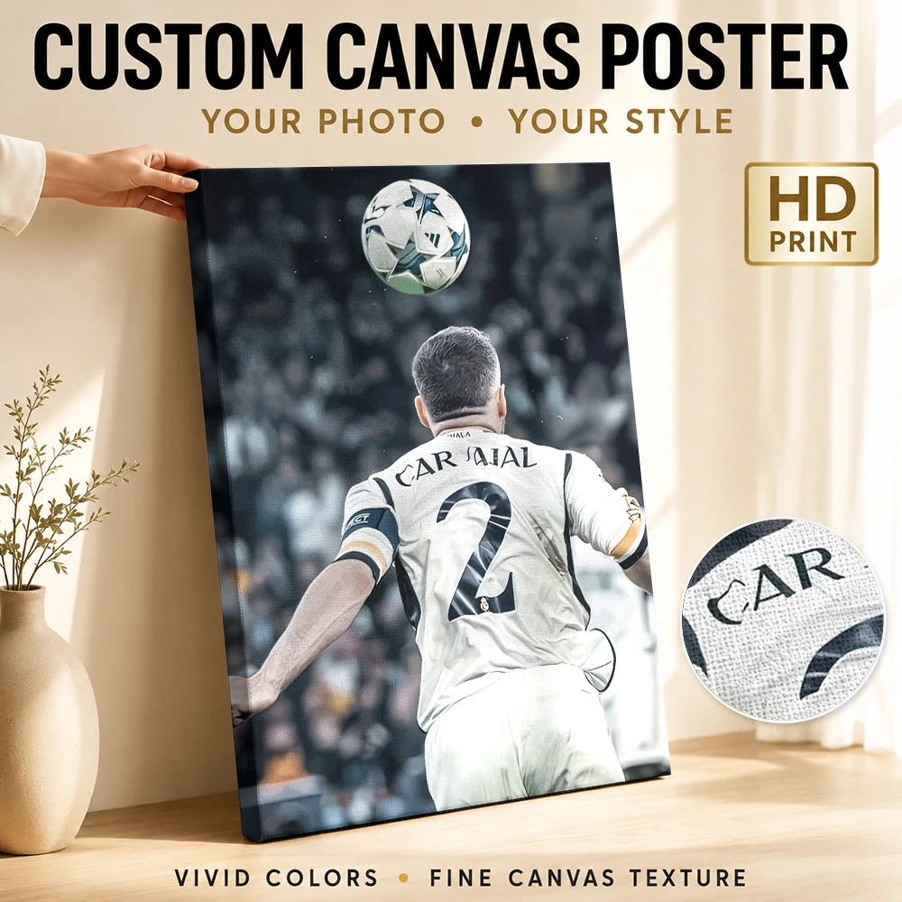 Carvajal Soccer Player Featuring Ball Canvas Print Poster Bold Style Wall Art With Personalized Photo For Bedroom Ideal Fan Gift
