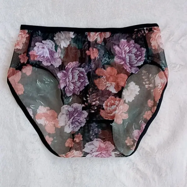Man's Flower Grahics Middle Waist Brief Panty