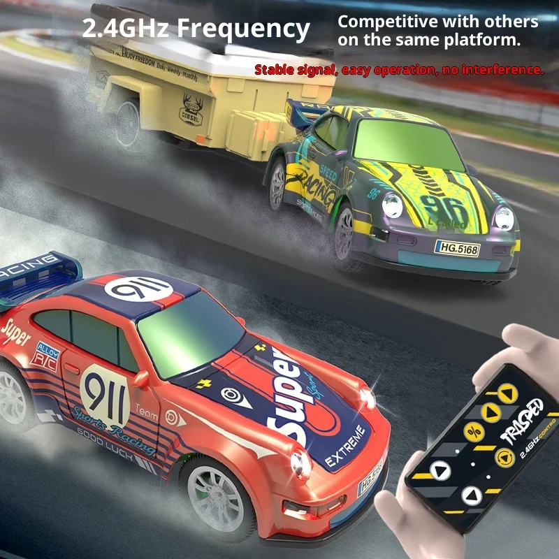 In Stock Hengguan  New 911racing Car 1:64 Drift Racing Alloy Mini Remote Control Car Cool Lighting Desktop Toy Festival Gift