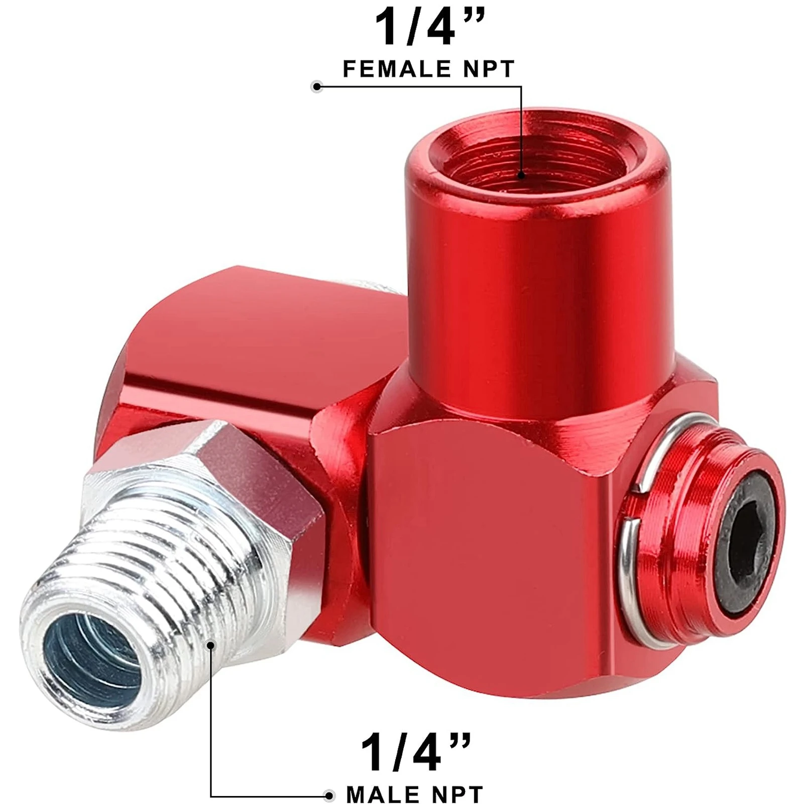 Conector de mangueira de ar de 360 graus, 4 unidades, rosca npt de 1/4 polegadas, acessórios de ar industriais, adaptador de ferramenta pneumática