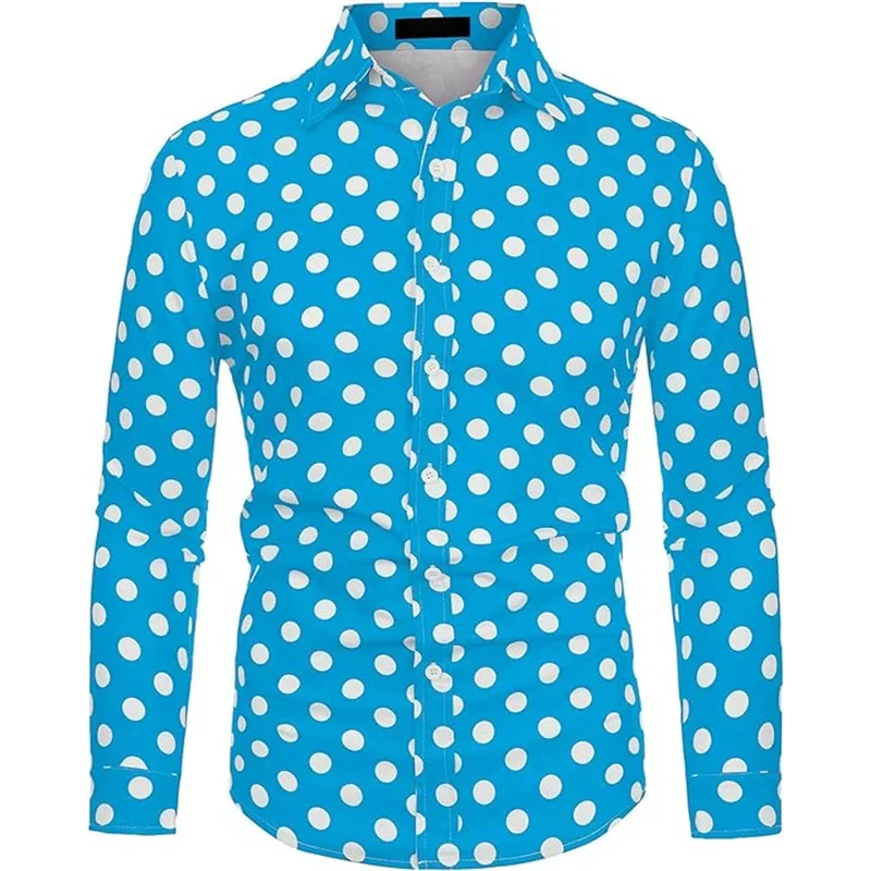 

Stylish Men's Shirts 10 Colors Polka Dot Long Sleeve Slim Shirt Printed Lapel Button Long Sleeve Shirt Clothing Designer Design