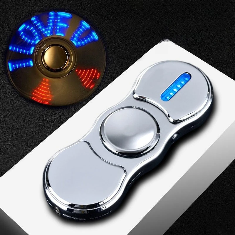 Hand Spinner USB Electric Lighter  LED Strips Finger Spinner Plasma Arc Lighters Metal Windproof Tungsten Turbo Pulsed Lighter
